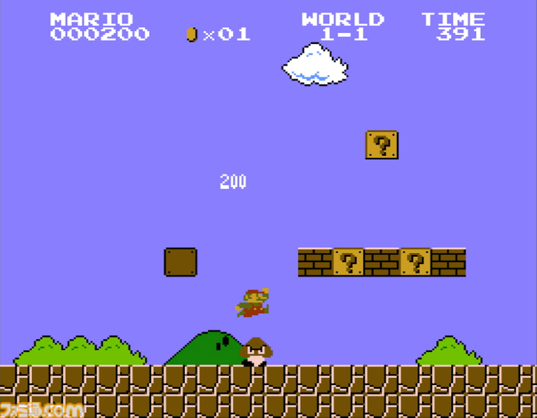 Кадр из игры Super Mario Bros. 1985 года