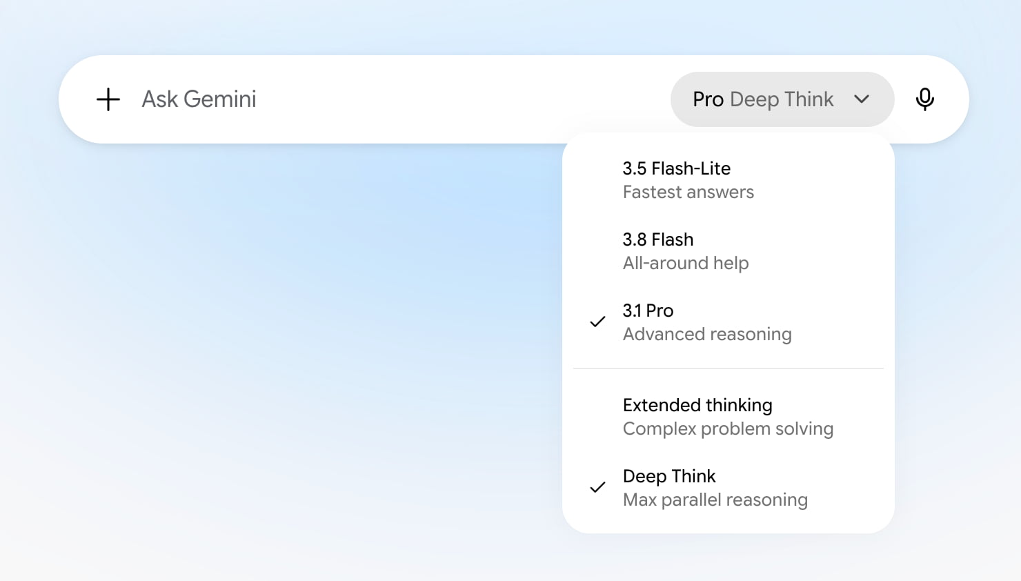 Gemini интерфейсіндегі Deep Think режимі