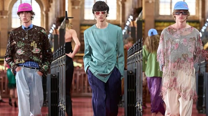 Valentino ерлерді пайетка мен кепкаға киіндірді