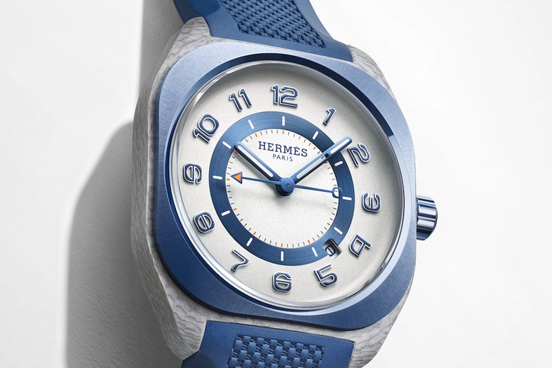 Көк керамикалық безелі бар Hermès H08 Bleu de Malte