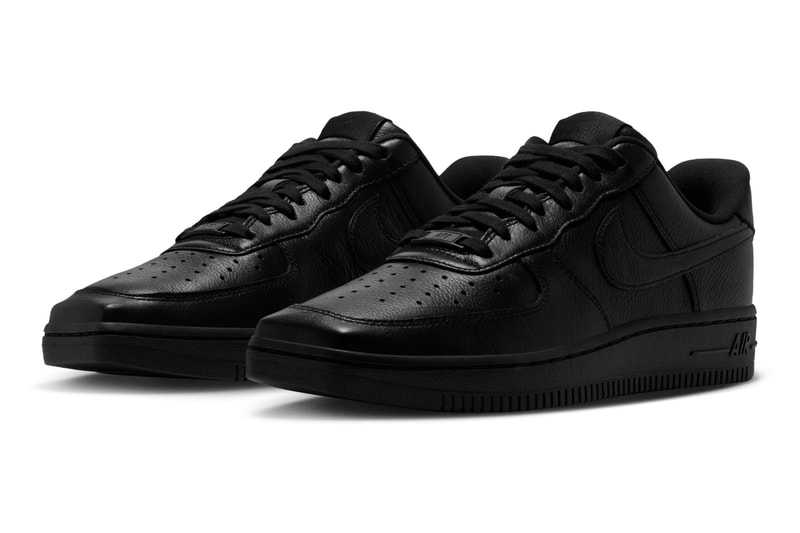 Тұмсығы төртбұрыш қара Nike Air Force 1 Low, бүйірінен көрінісі