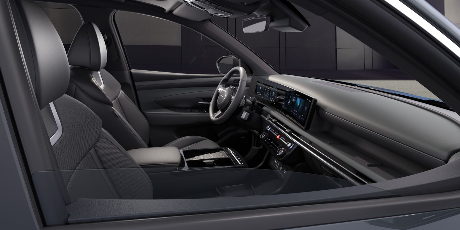 12,3 дюймдік екі экраны бар жаңартылған Hyundai Tucson салоны