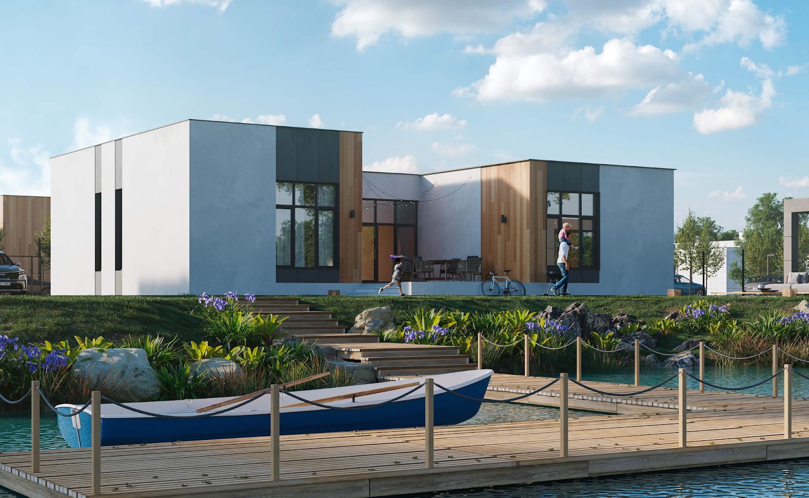 Одноэтажные дома поселка Lake Villa у озера в Елтае