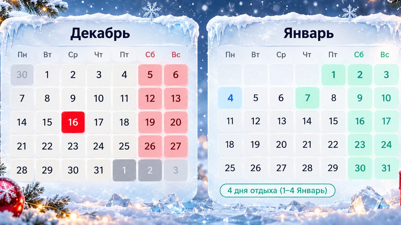Жаңажылдық демалыс күнтізбесі