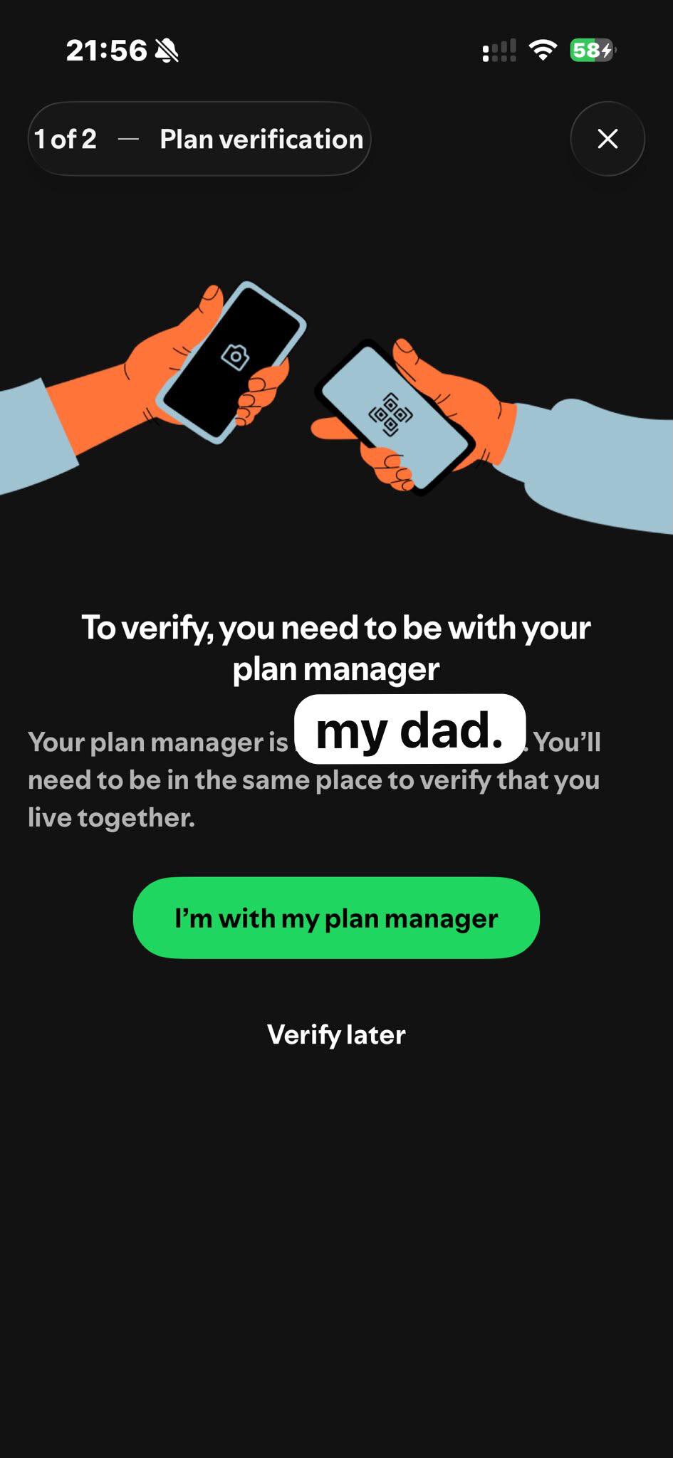 Уведомление Spotify о проверке адреса в семейной подписке