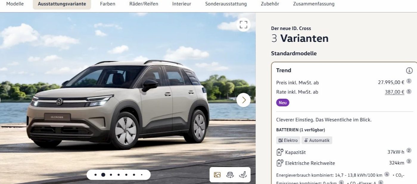 37 кВт·сағ батареясы бар Volkswagen ID. Cross