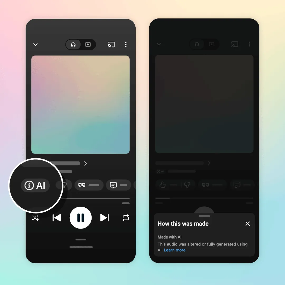 YouTube Music ЖИ жасаған әндерді белгілей бастады